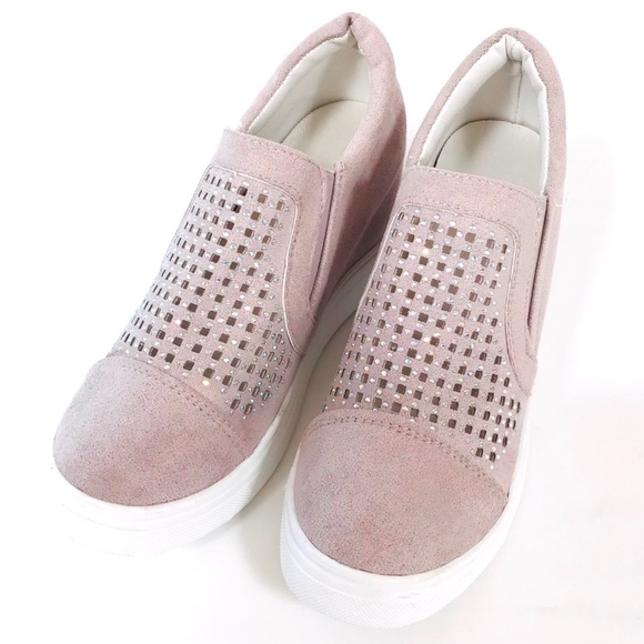 Women's Hidden Wedge Slip On Sneaker Shoes w/Rhinestones.  EU Sz 40 US Sz 9 NWOT - Picture 11 of 16
